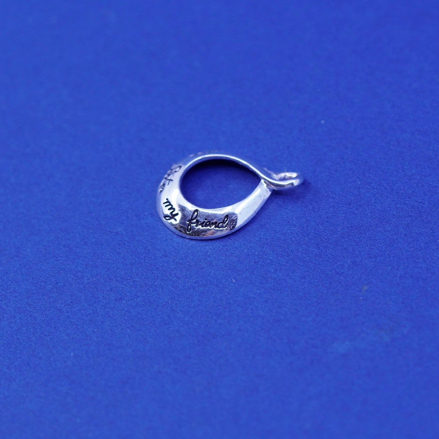 Sterling silver handmade prayer pendant, 925 infinity loop “my sister, friend”