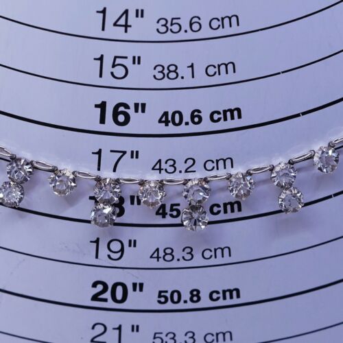 17”, Vintage Sterling Silver Necklace, 925 Chain Chain W/ Cz Details