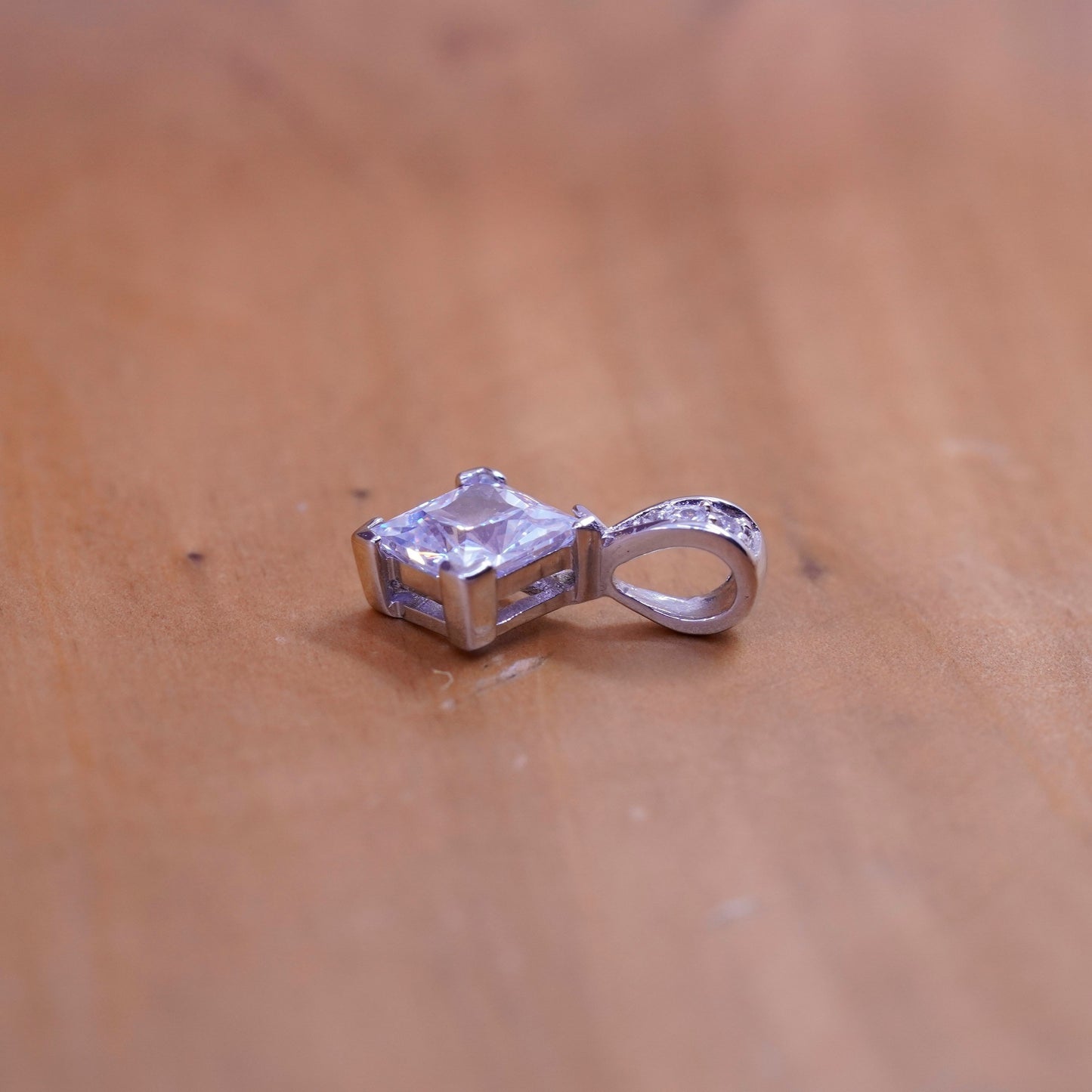 Vintage Sterling 925 silver handmade pendant with cz
