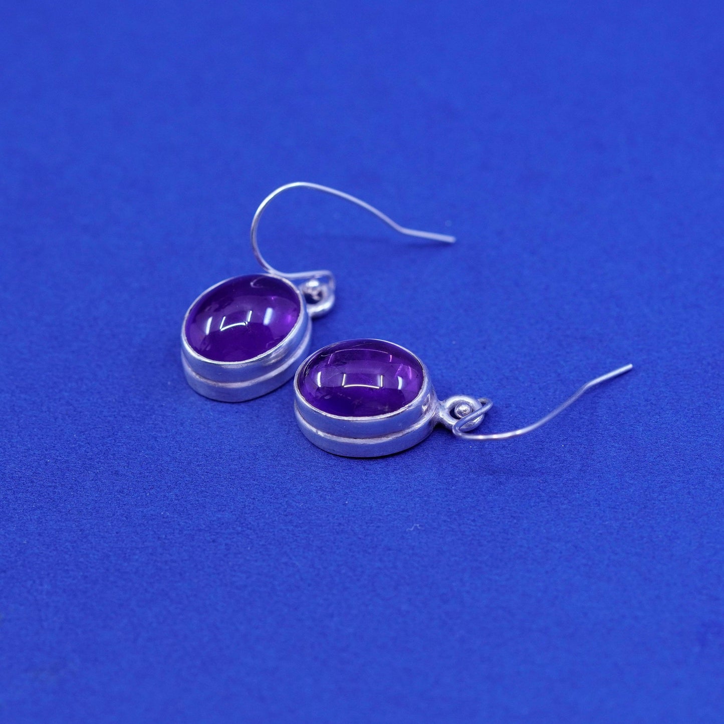 Vintage sterling 925 silver handmade earrings with amethyst