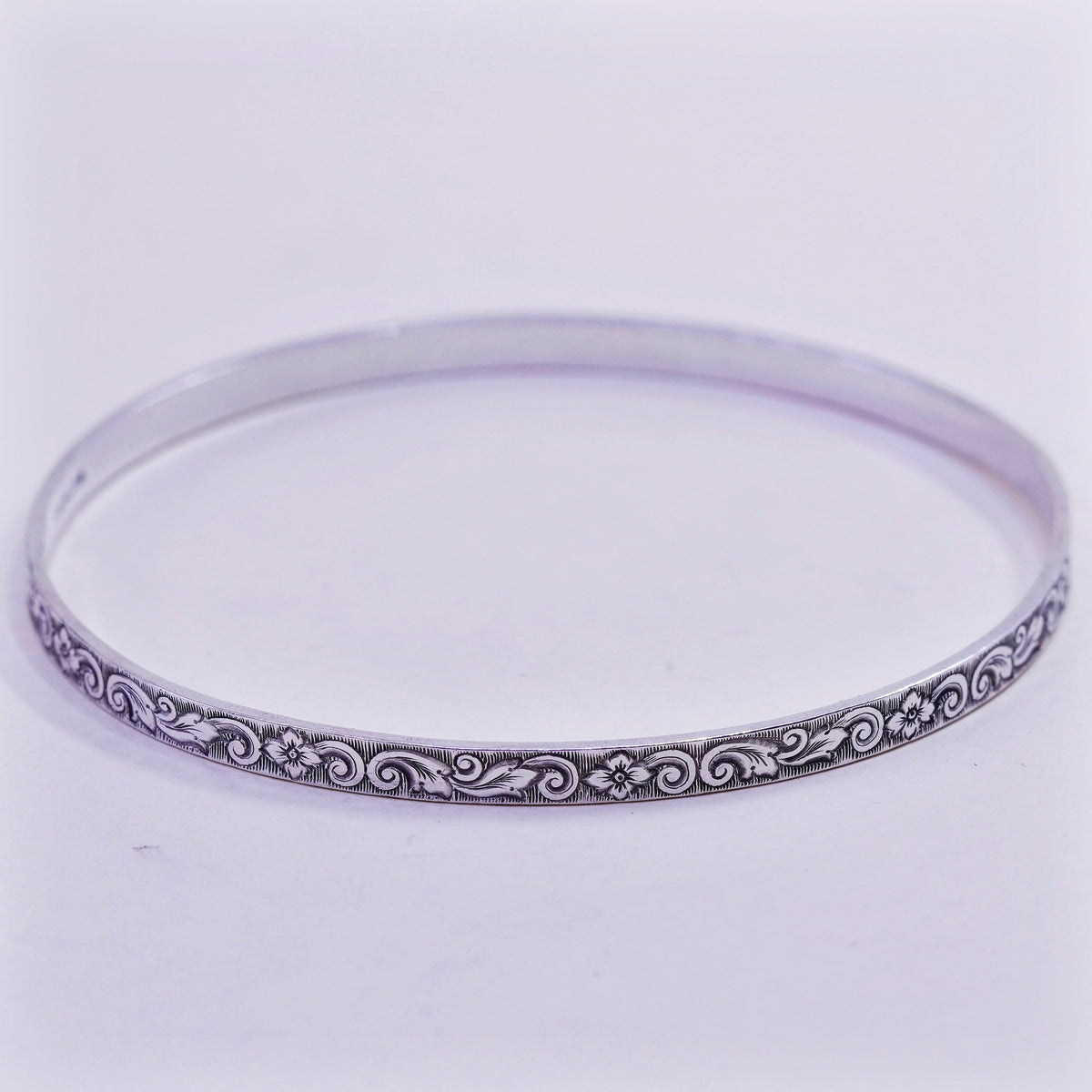 8”, Guglielmo Cini sterling silver handmade 925 bracelet, textured bangle