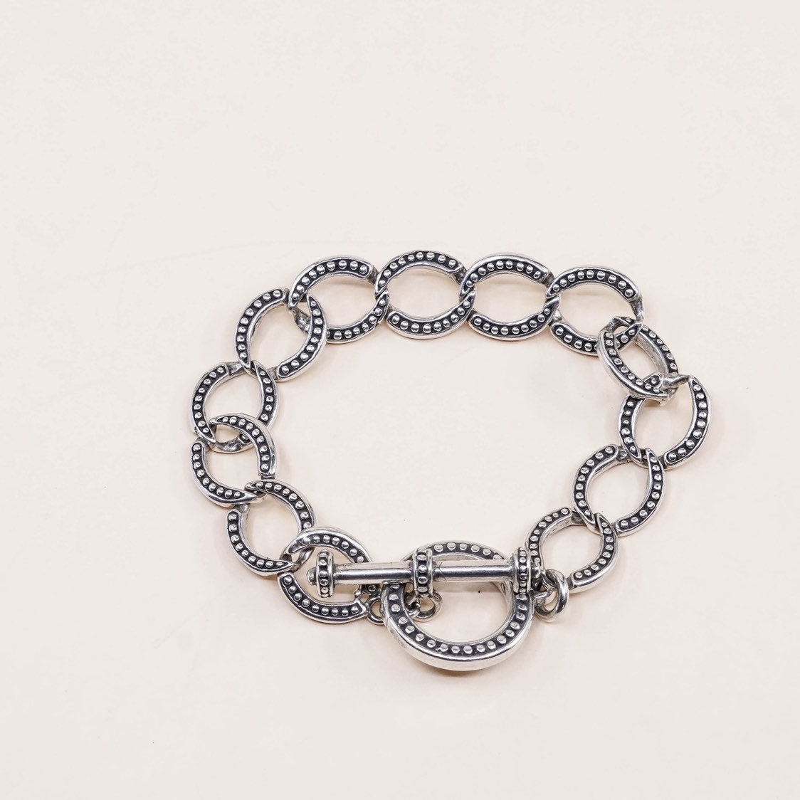 7", VTG sterling silver link bracelet, charm bracelet, 925 curb link chain