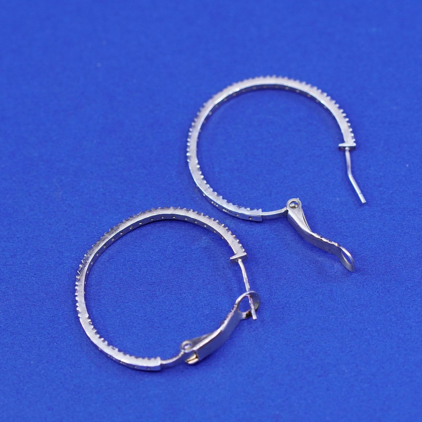 1”, vermeil gold over Sterling silver handmade earrings, 925 hoops, huggie Cz