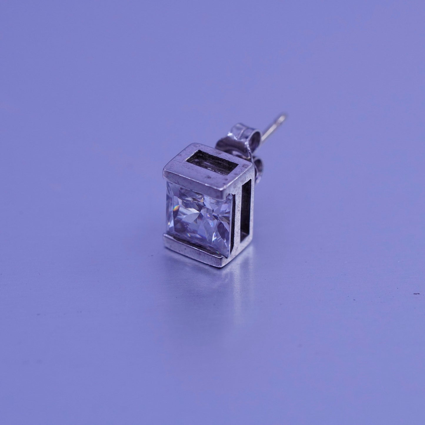 Vintage Sterling 925 silver earrings, studs with cz inlay