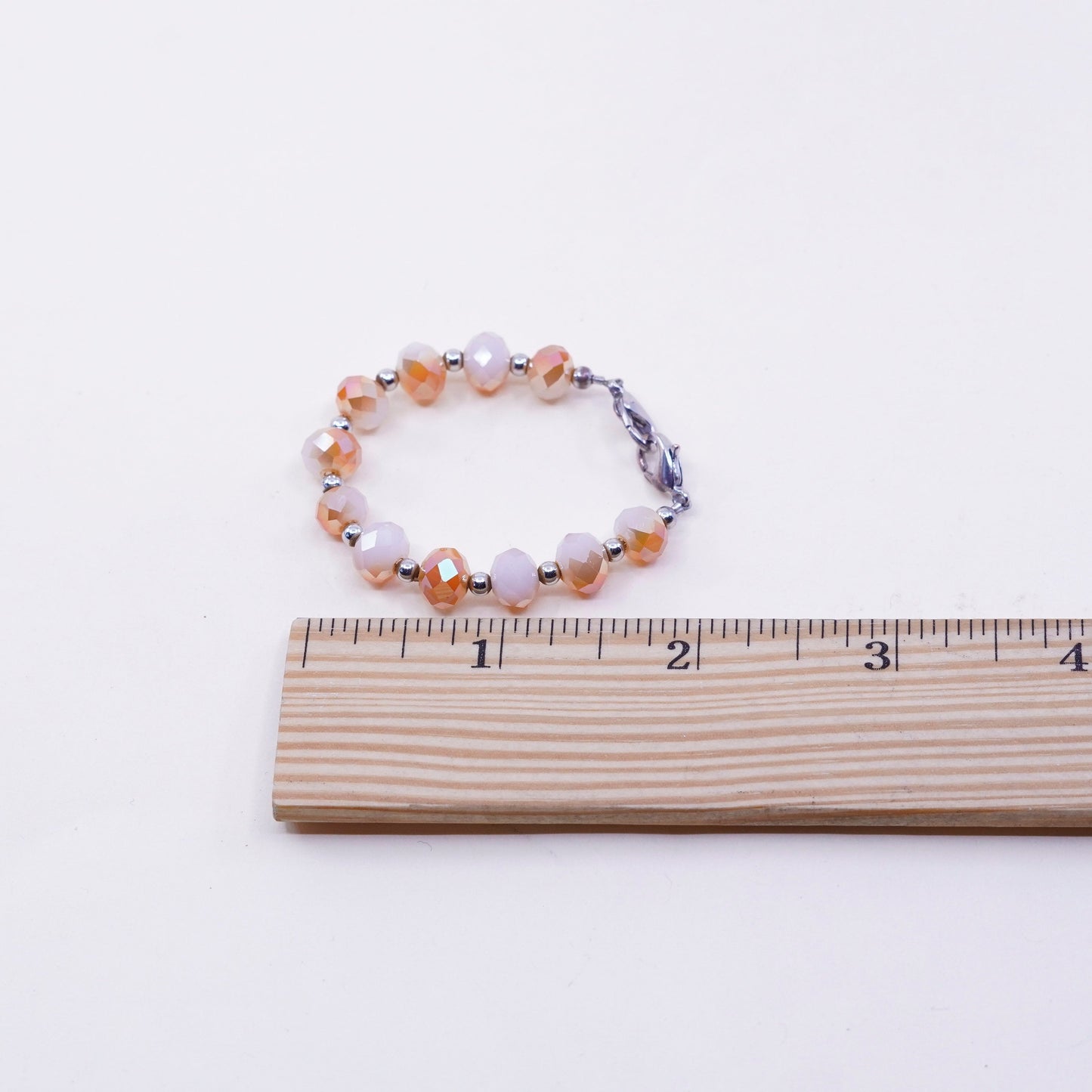 Vintage keychain keyring with orange Crystal beads