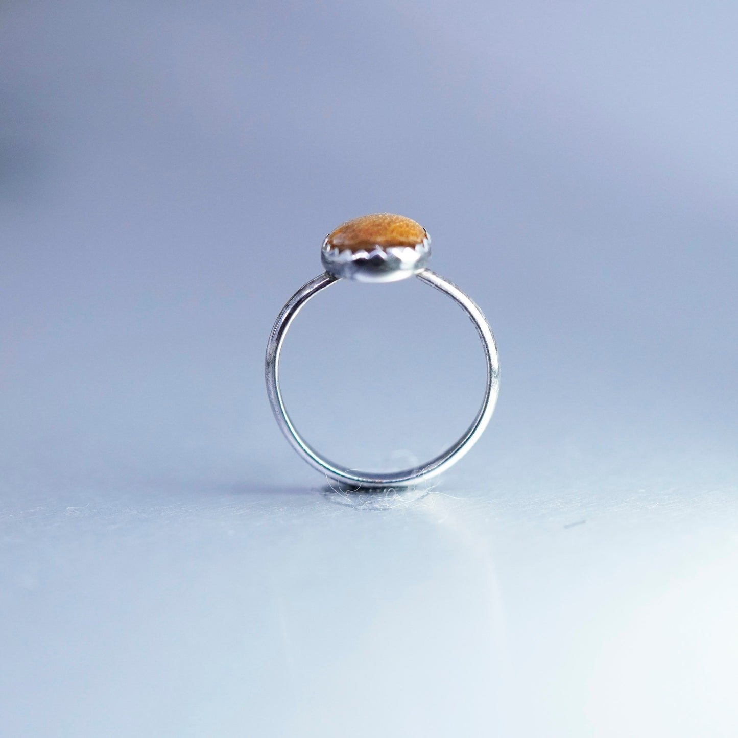 Size 5, vintage Sterling 925 silver handmade ring with golden goldstone