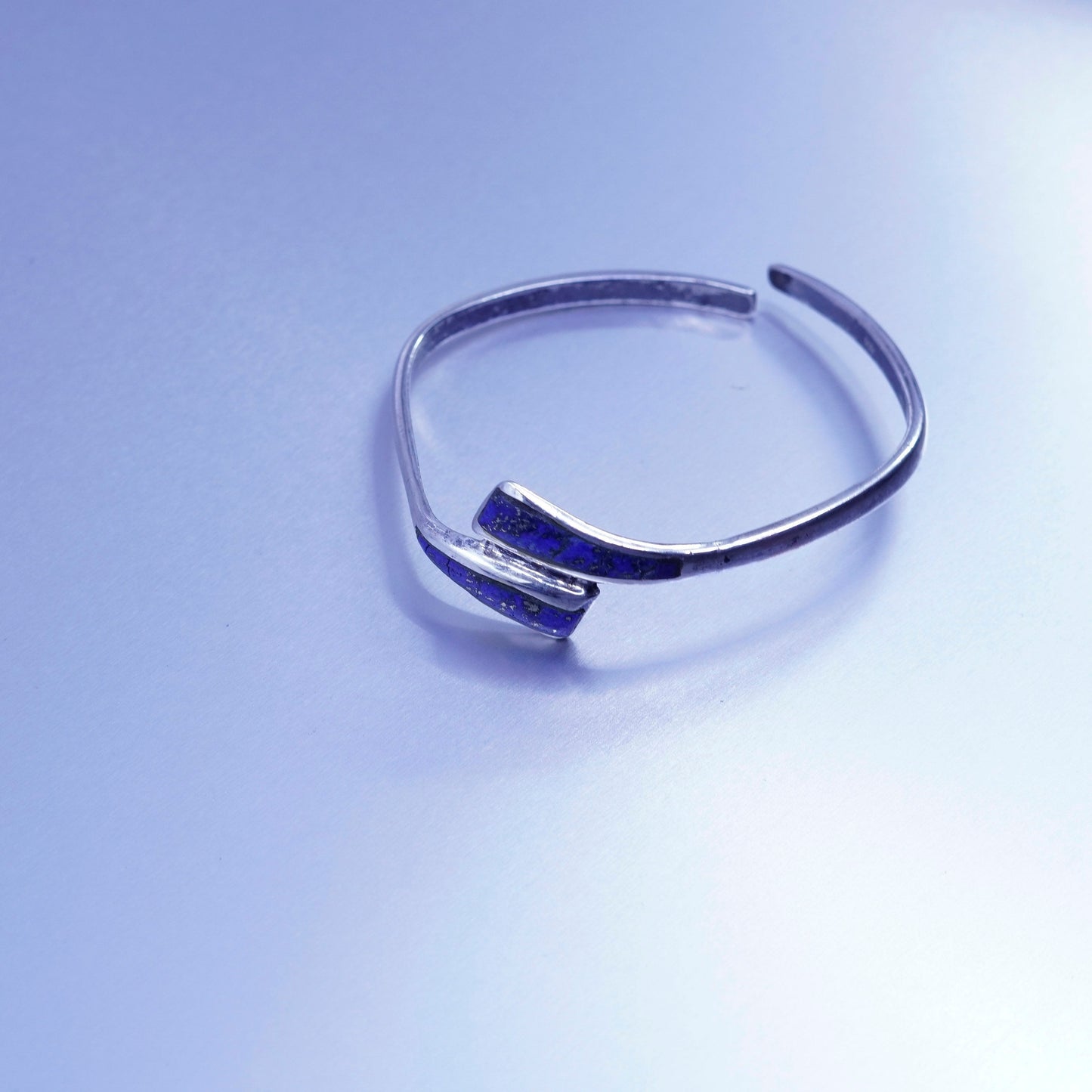 6”, Navajo Native American Sterling 925 silver bracelet, lapis lazuli cuff