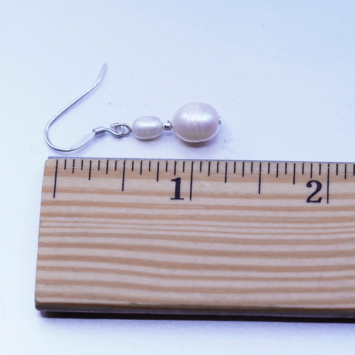 Vintage Sterling 925 silver handmade earrings with freshwater pearl