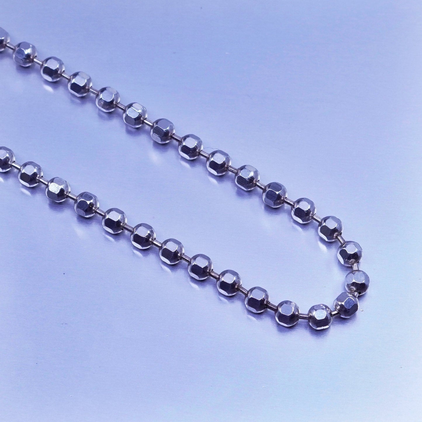 30” 3mm, vintage Italy Milor Sterling 925 silver bead chain necklace