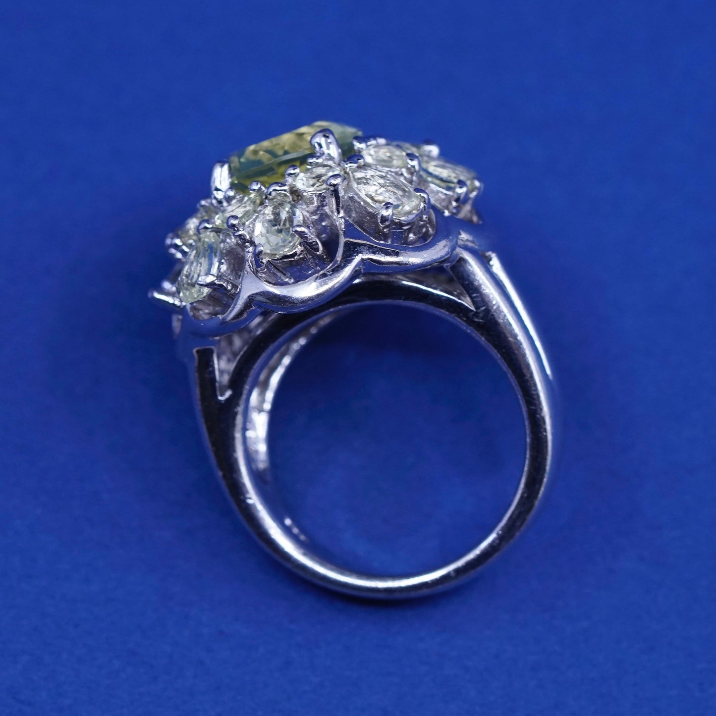 Size 6.5, vintage Sterling silver handmade ring, 925 cocktail ring with peridot