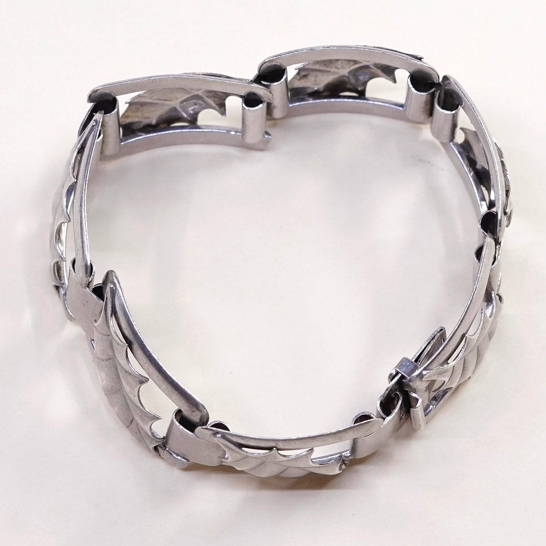 6.25", VTG sterling silver handmade tennis bracelet, 925 bracelet w/ leaves