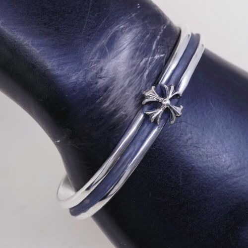 6.75” Vtg Mexico 925 Sterling Silver handmade Bali Jerusalem Cross Cuff Bracelet
