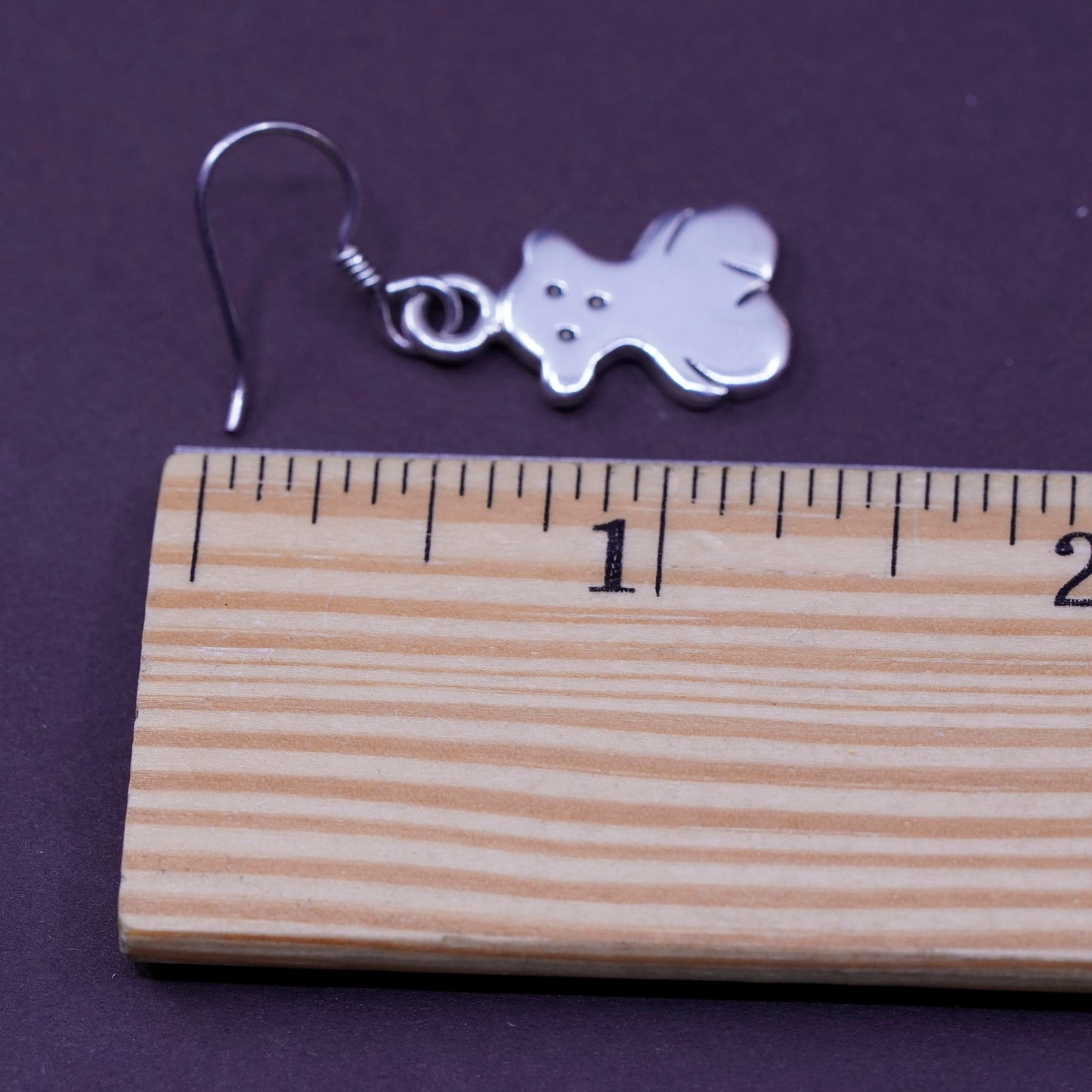 Vintage 925 Sterling silver bear handmade earrings