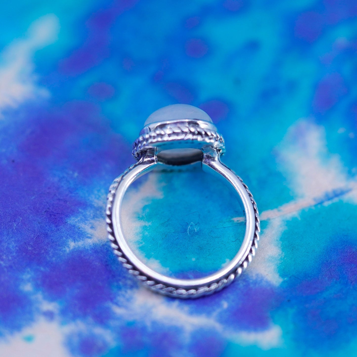 Size 7, vintage Sterling silver handmade ring, 925 band with moonstone