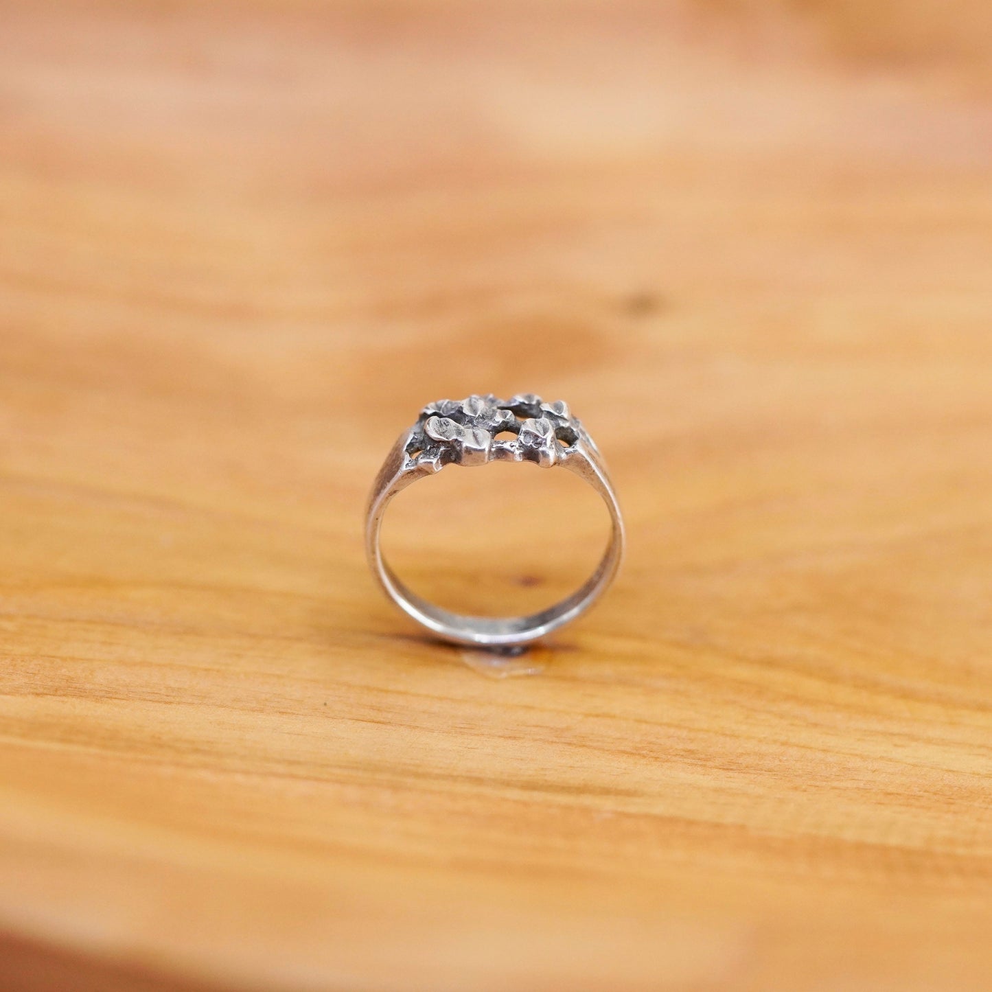 Size 8, vintage Sterling 925 silver handmade ring, nugget textured band