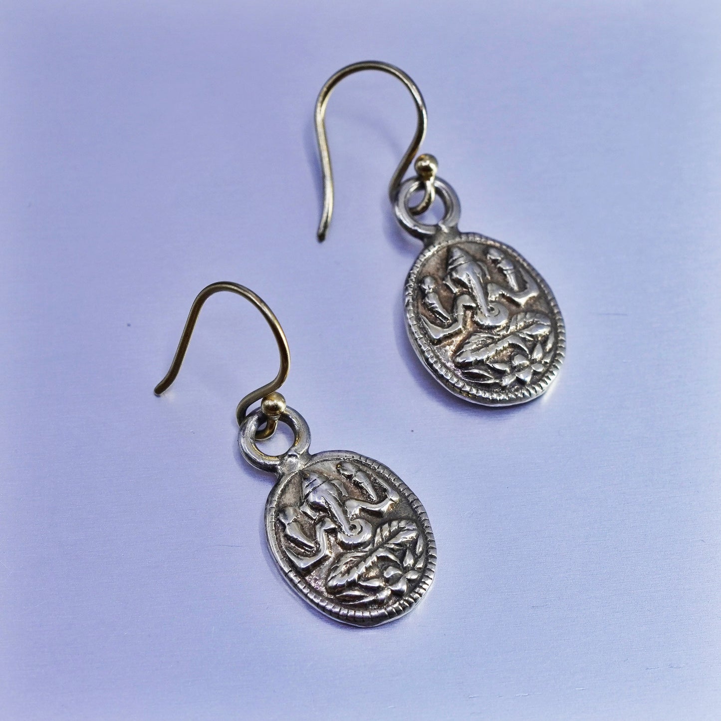 vermeil gold filled Sterling 925 silver elephant head of Lord Ganesha earrings