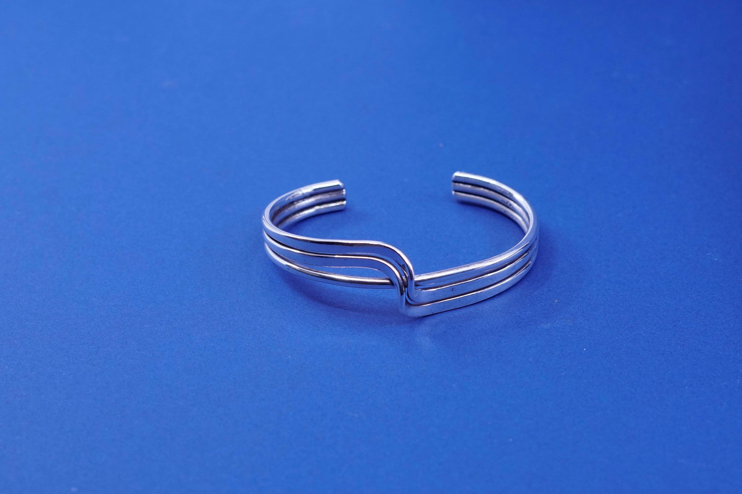 7”, vintage Sterling silver handmade wired bracelet, modern 925 twisted cuff,
