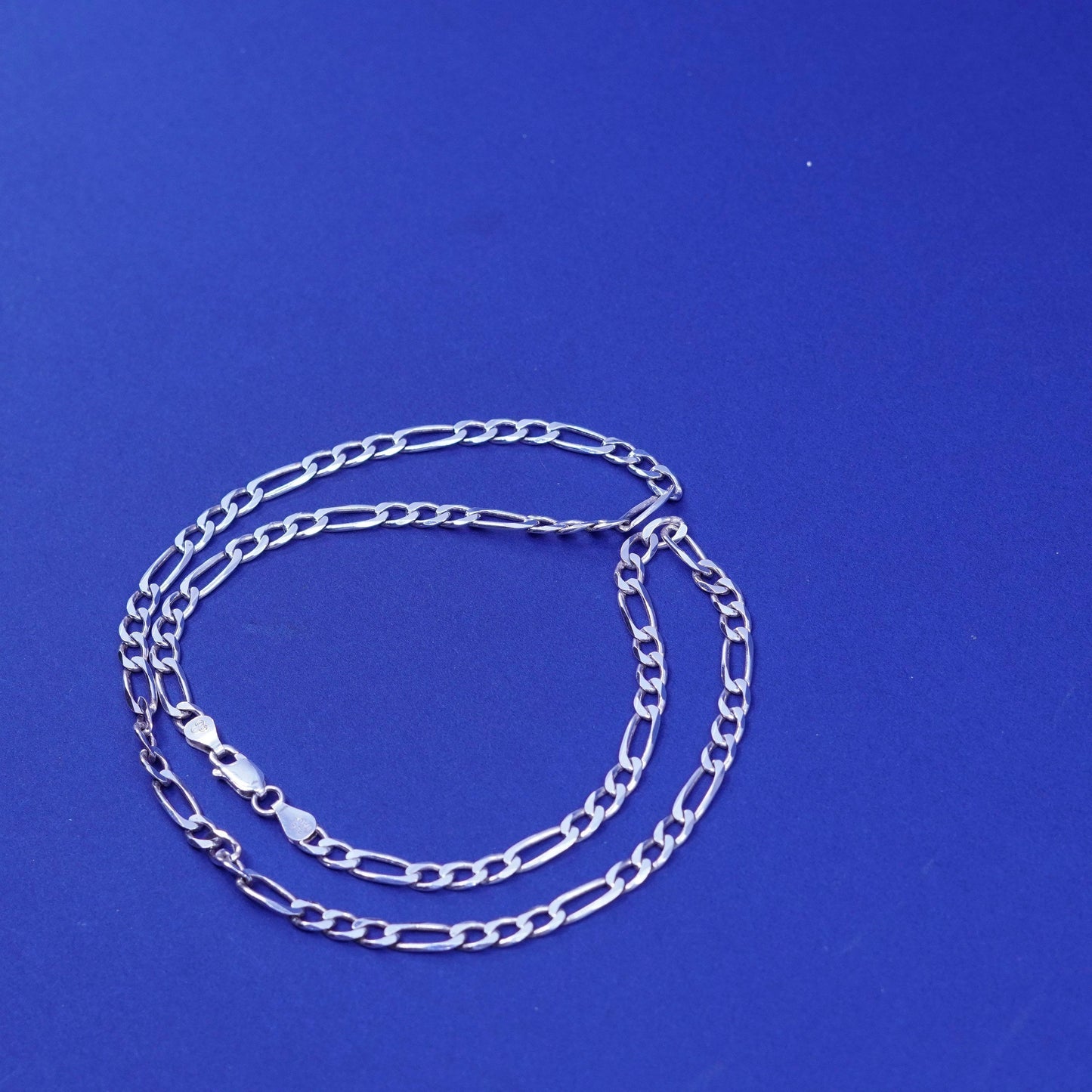 20”, 5mm, vintage IBB Sterling silver handmade necklace, 925 Figaro link chain