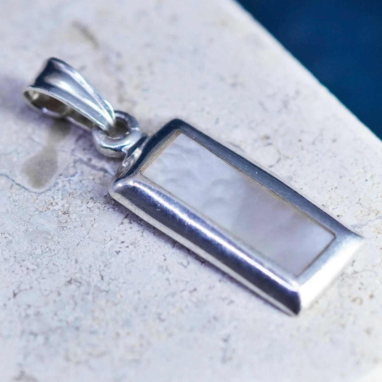 Vintage Sterling silver 925 handmade pendant with mother of pearl inlay