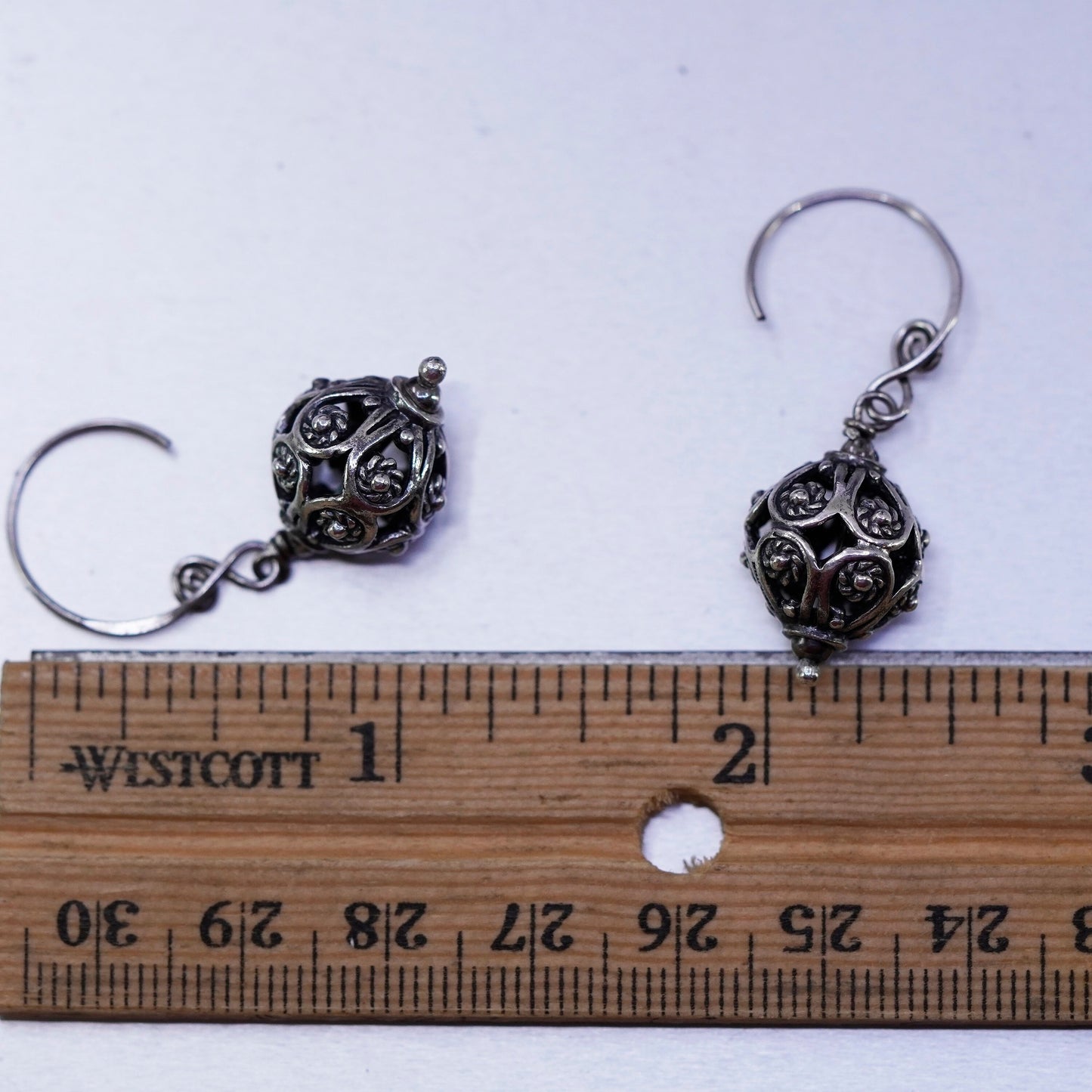 Vintage Sterling 925 silver filigree bead earrings