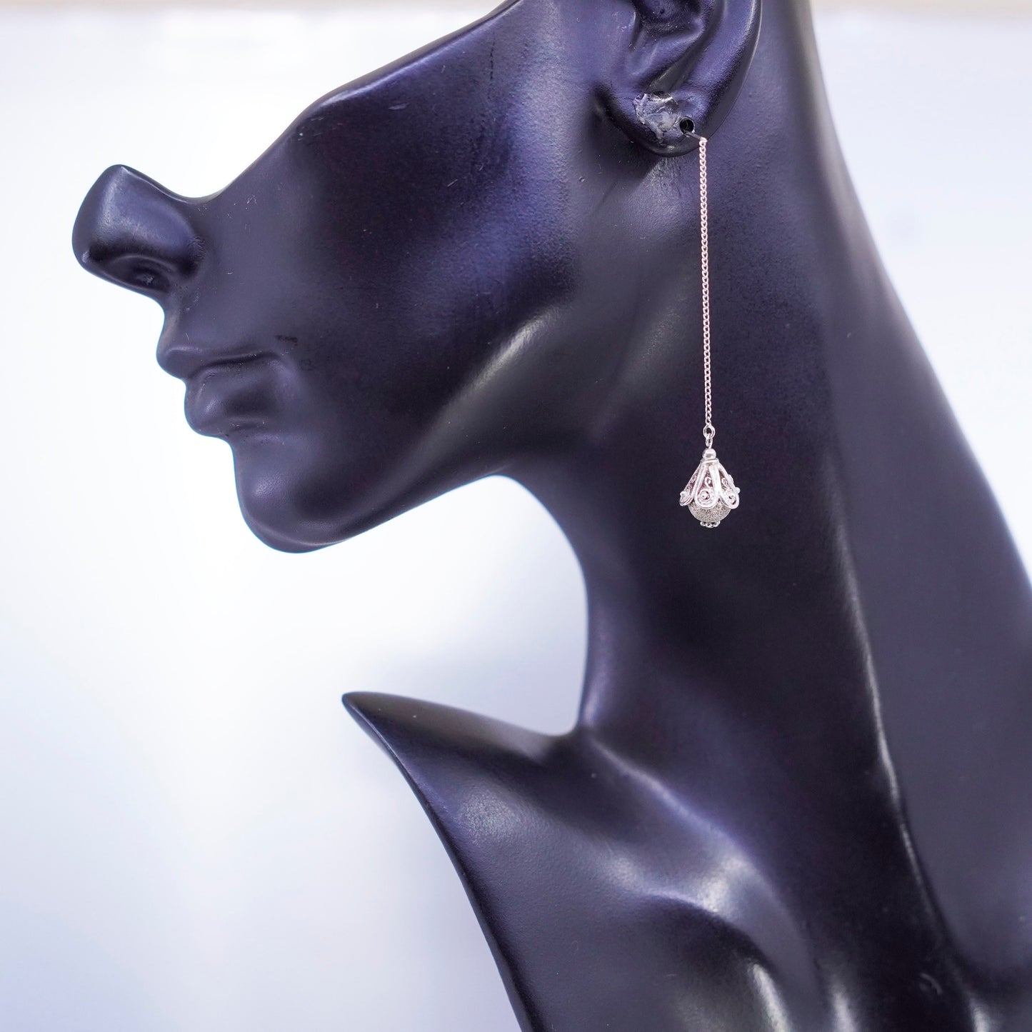 Vintage Sterling 925 silver filigree beads earrings