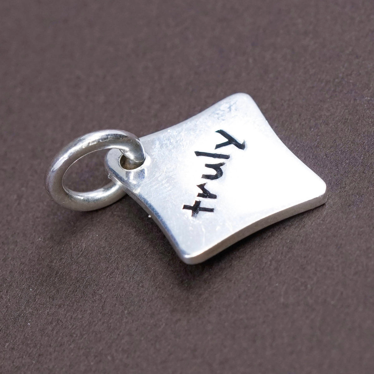 Vintage sterling silver handmade pendant, 925 silver tag embossed “truly”
