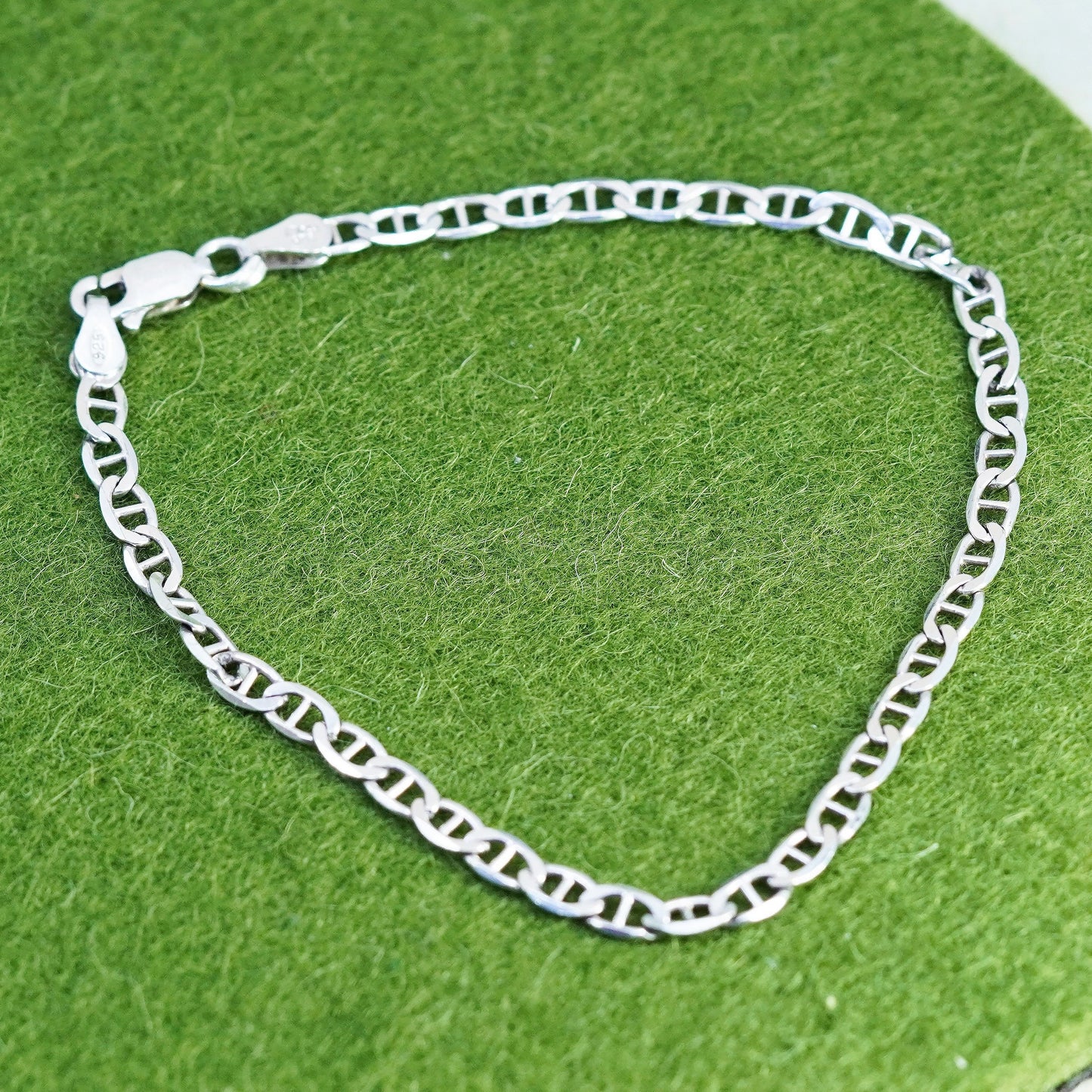 8”, 4mm, Vintage sterling 925 silver bracelet, Italy anchor chain