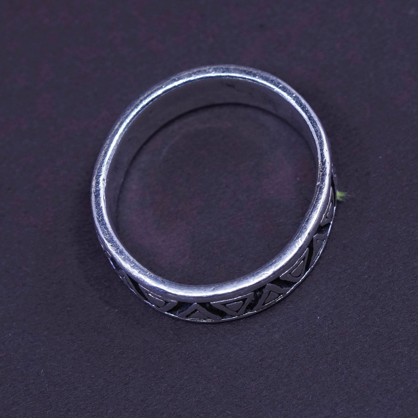 size 9.75, vtg PSCL Sterling silver handmade ring, 925 triangular textured band