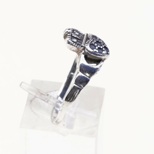 Size 9.25, Vtg Sterling Silver Handmade Ring, 925 claddagh Heart W/ Marcasite