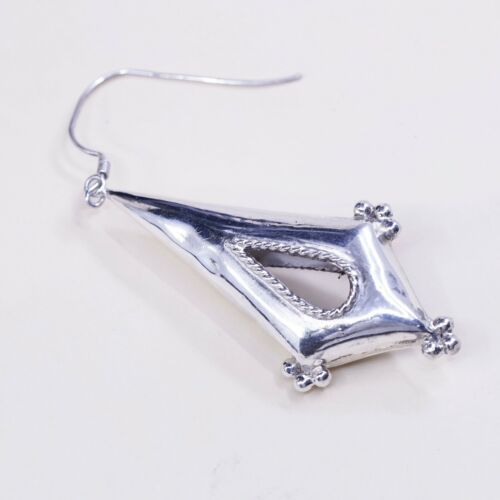 Vintage sterling silver handmade earrings, 925 Teardrop dangles