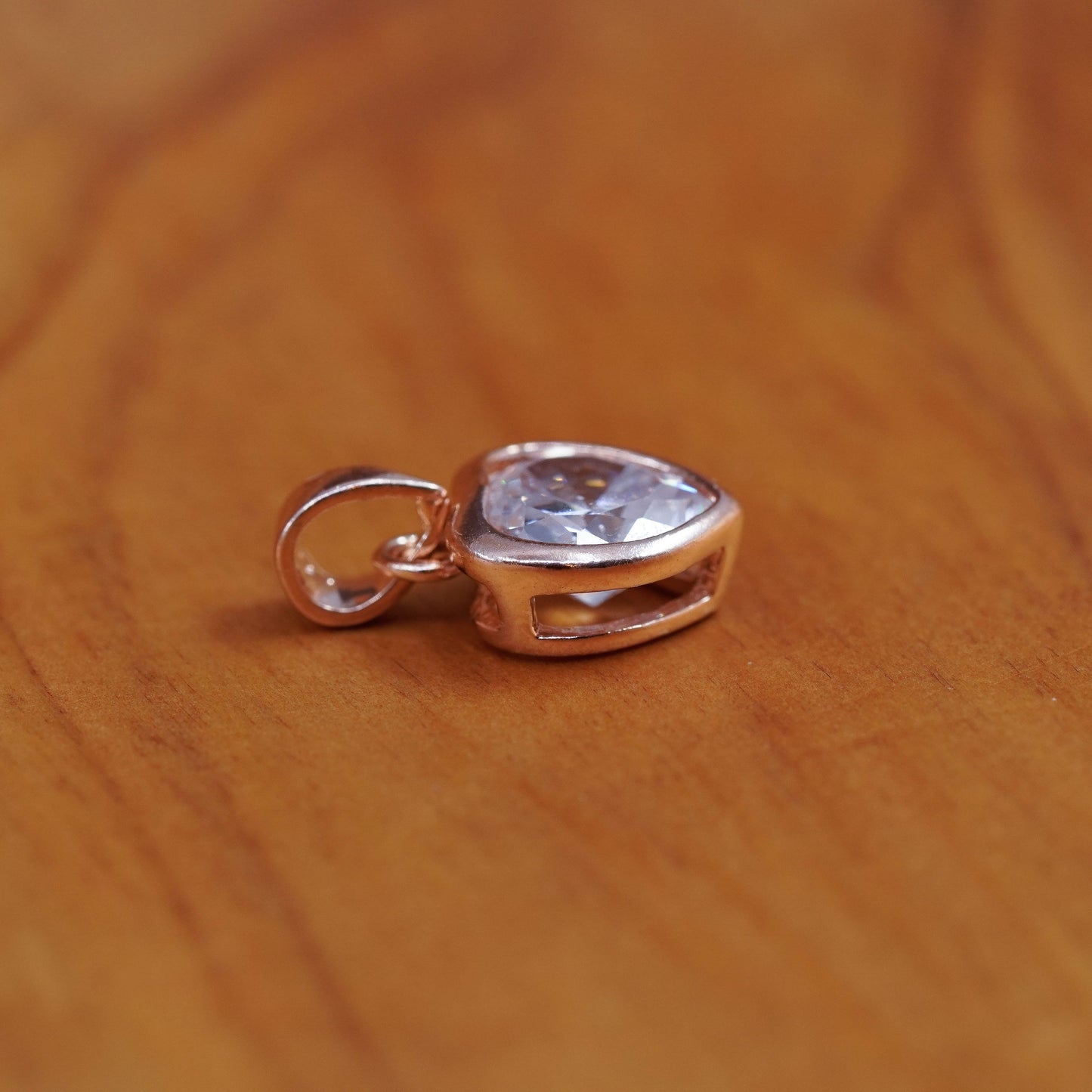 Vintage rose gold over Sterling 925 silver pendant with crystal