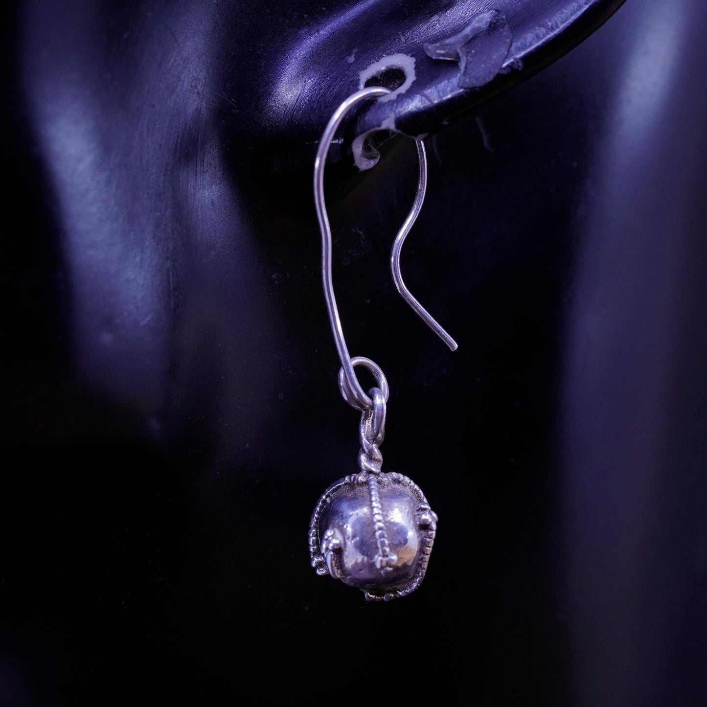 Vintage Sterling silver Handmade earrings, 925 bead dangles