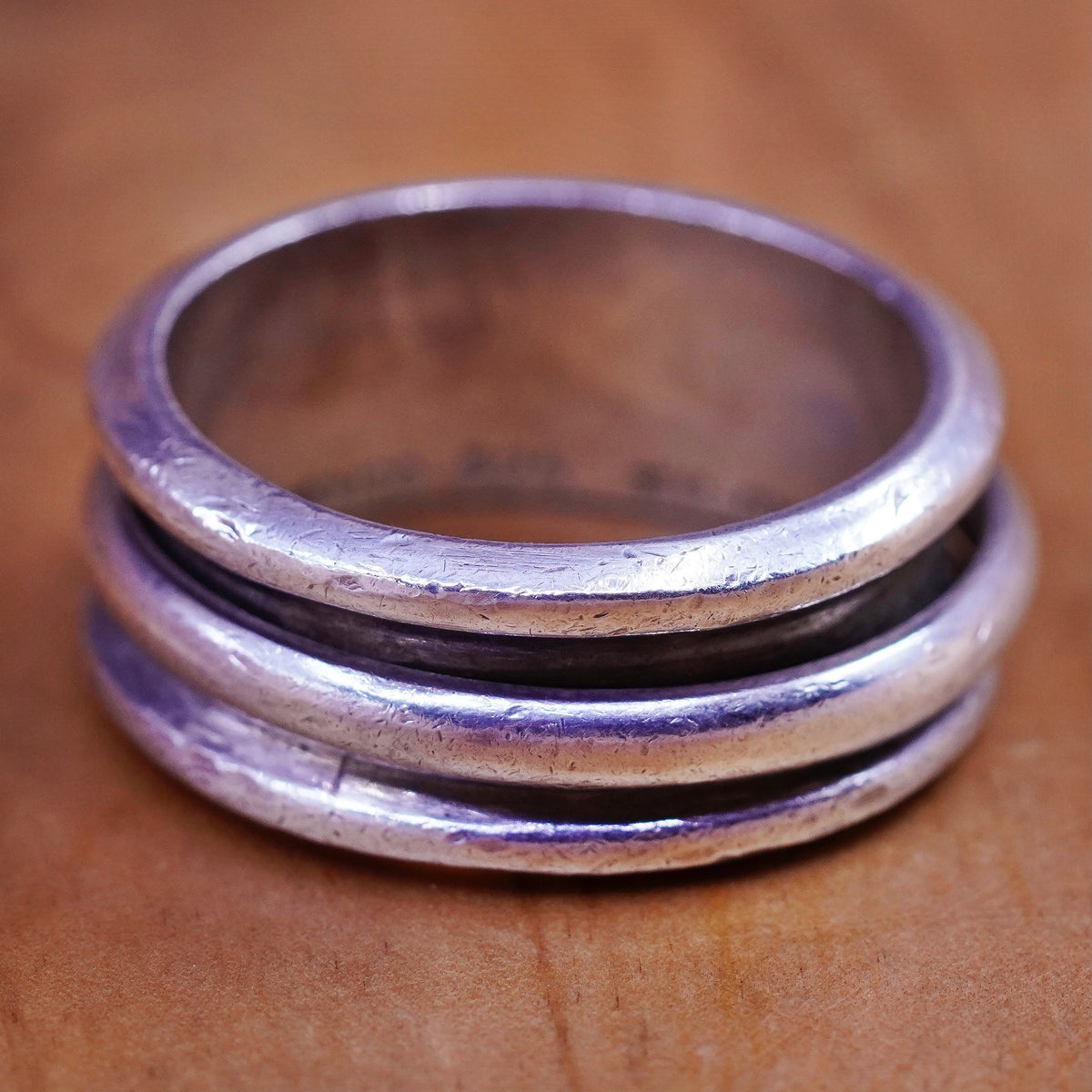 Size 10.75, vintage Sterling silver handmade spinner ring, 925 band w/ spinner