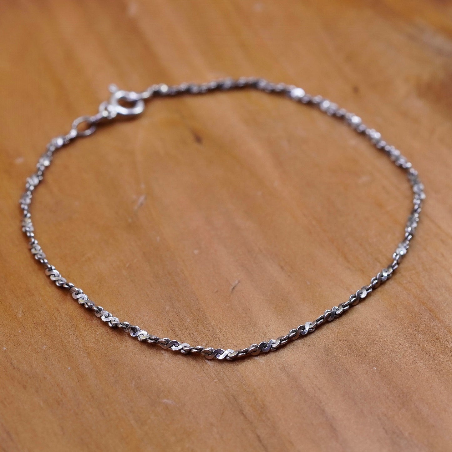 8”, italy Sterling silver handmade twisted s link bracelet chain