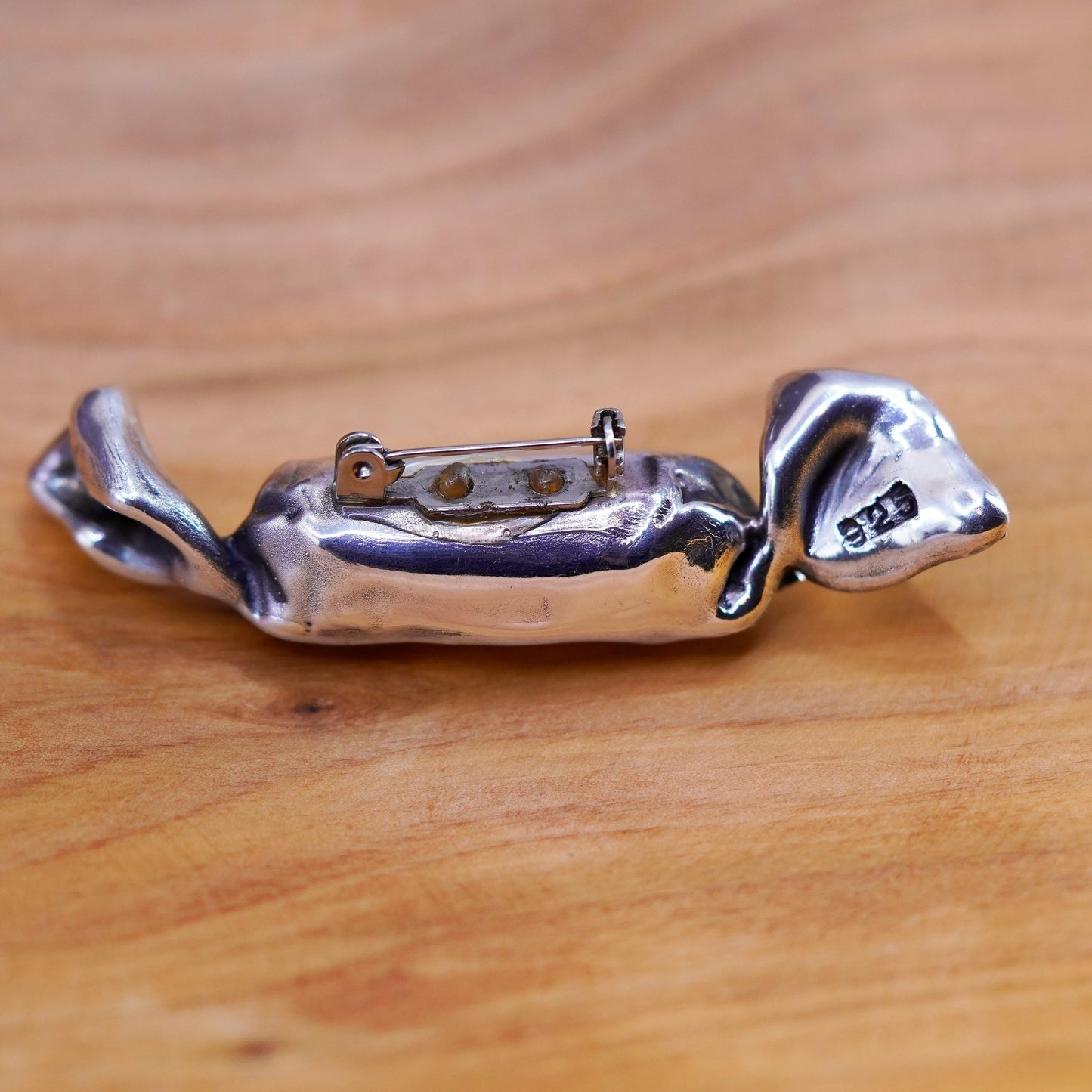 Vintage handmade puffy sterling 925 silver candy brooch pin