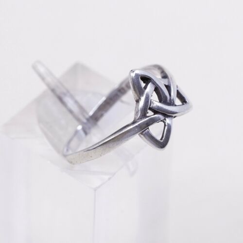 Sz 6.75. Vtg ENM Sterling Silver Handmade Ring, 925 Band W/ Irish Celtic Knot