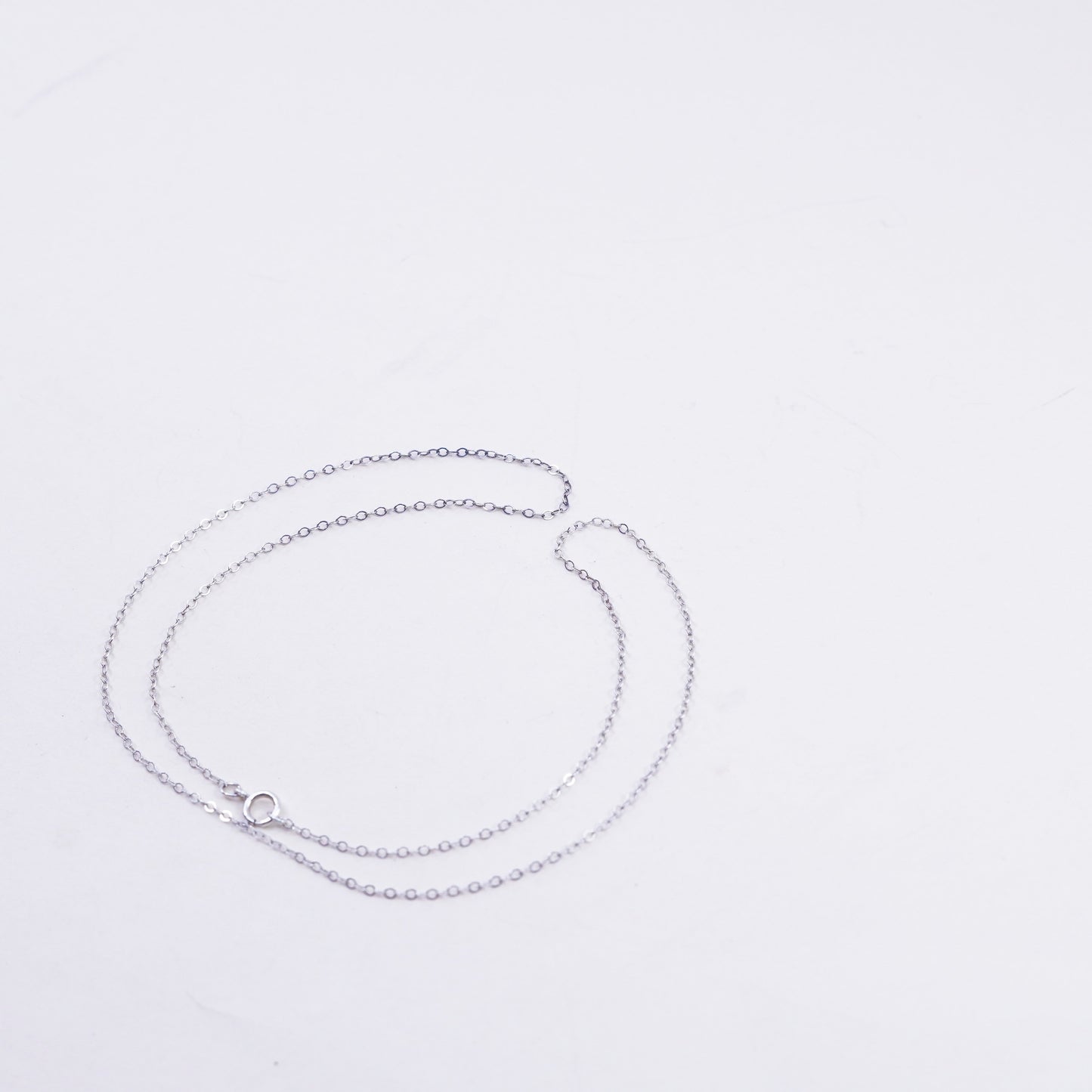 18”, 1mm, Vintage sterling silver flatten circle chain, Italy 925 necklace