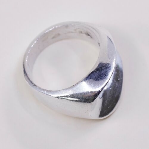 Sz 7, Vtg Sterling Silver Handmade Ribbed Ring Mexico 925 Silver warrior Band