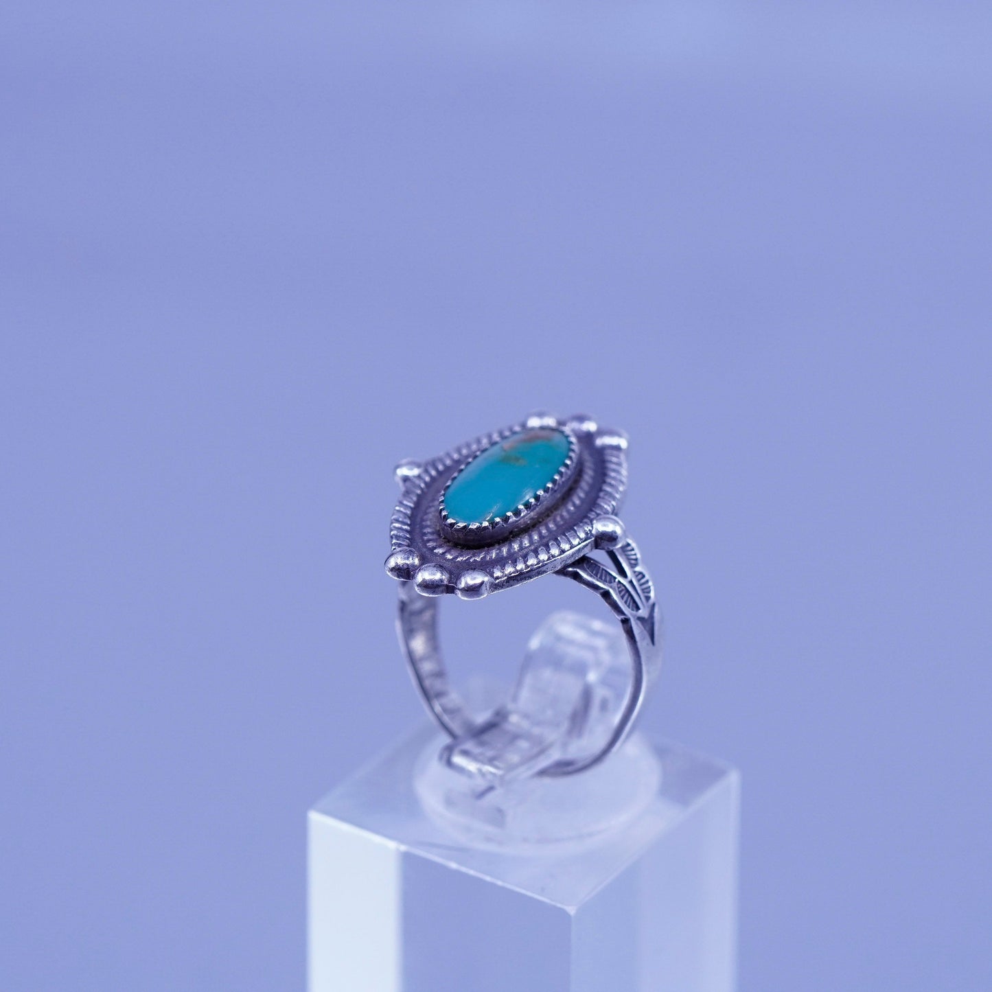 Size 5, Native American navajo Sterling 925 silver handmade ring with turquoise
