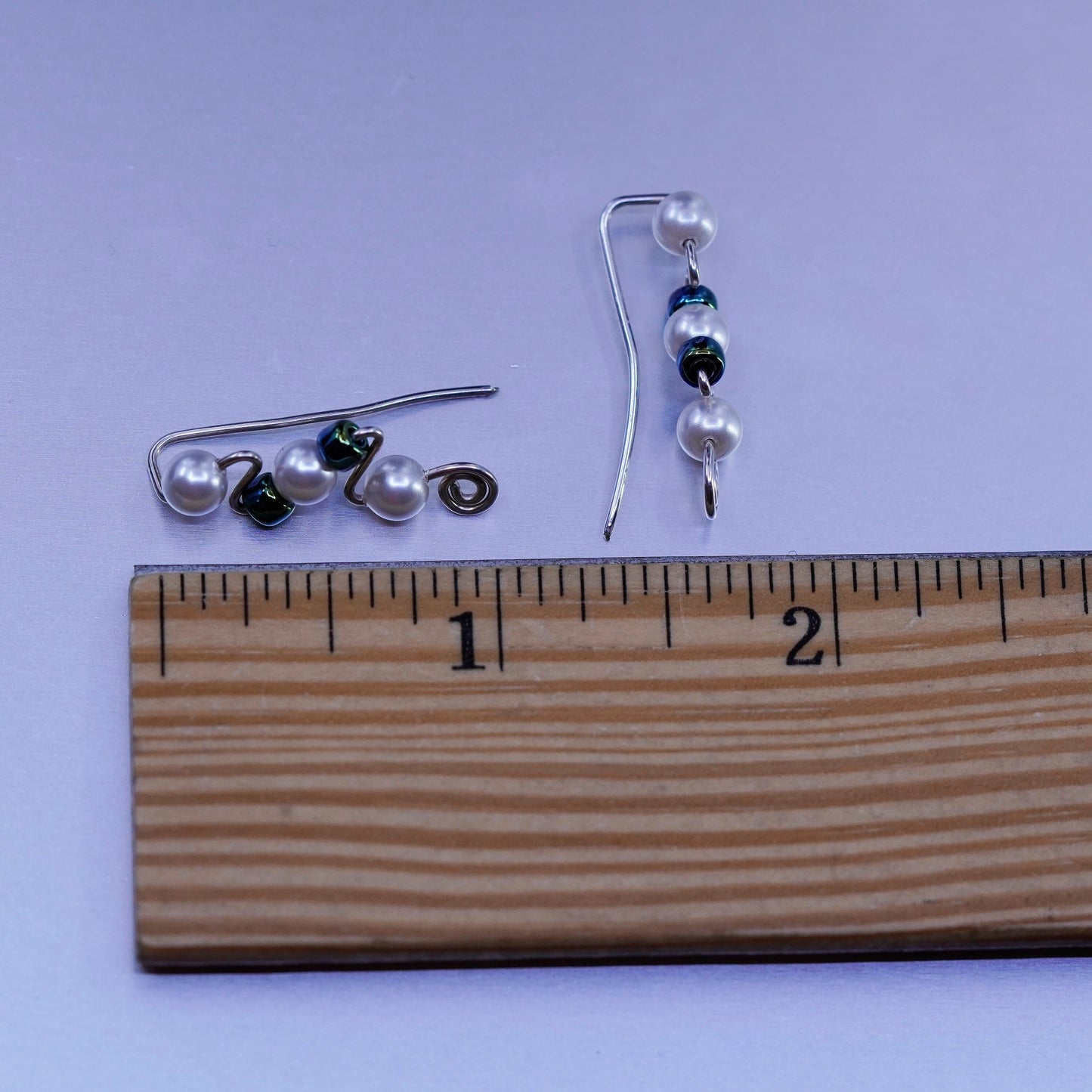 Vintage Sterling 925 silver handmade earrings with freshwater pearl