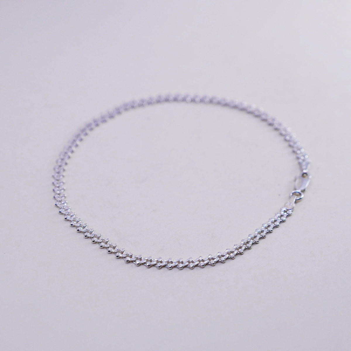 9.5”, Vintage sterling silver bracelet, 925 curb chain anklet
