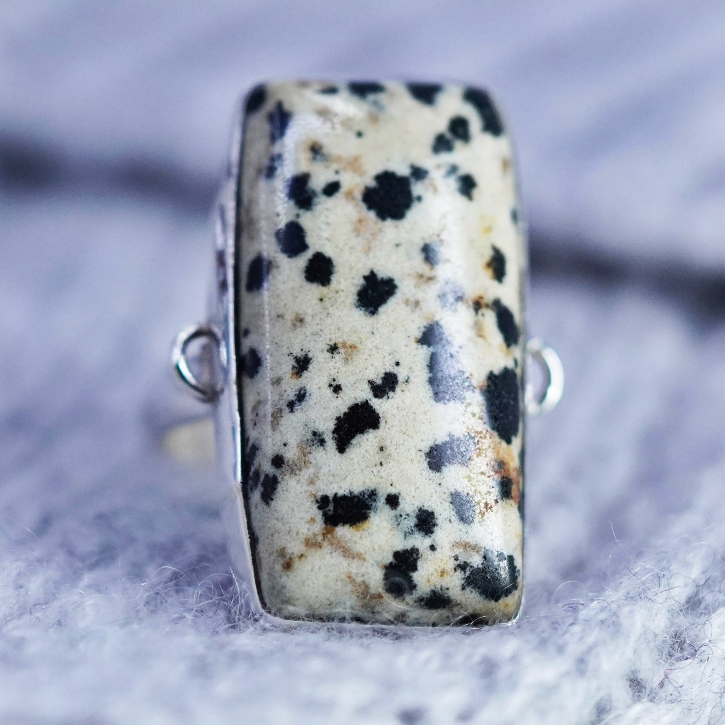 Size 4, southwestern Sterling 925 silver handmade ring with Dalmatian Jasper