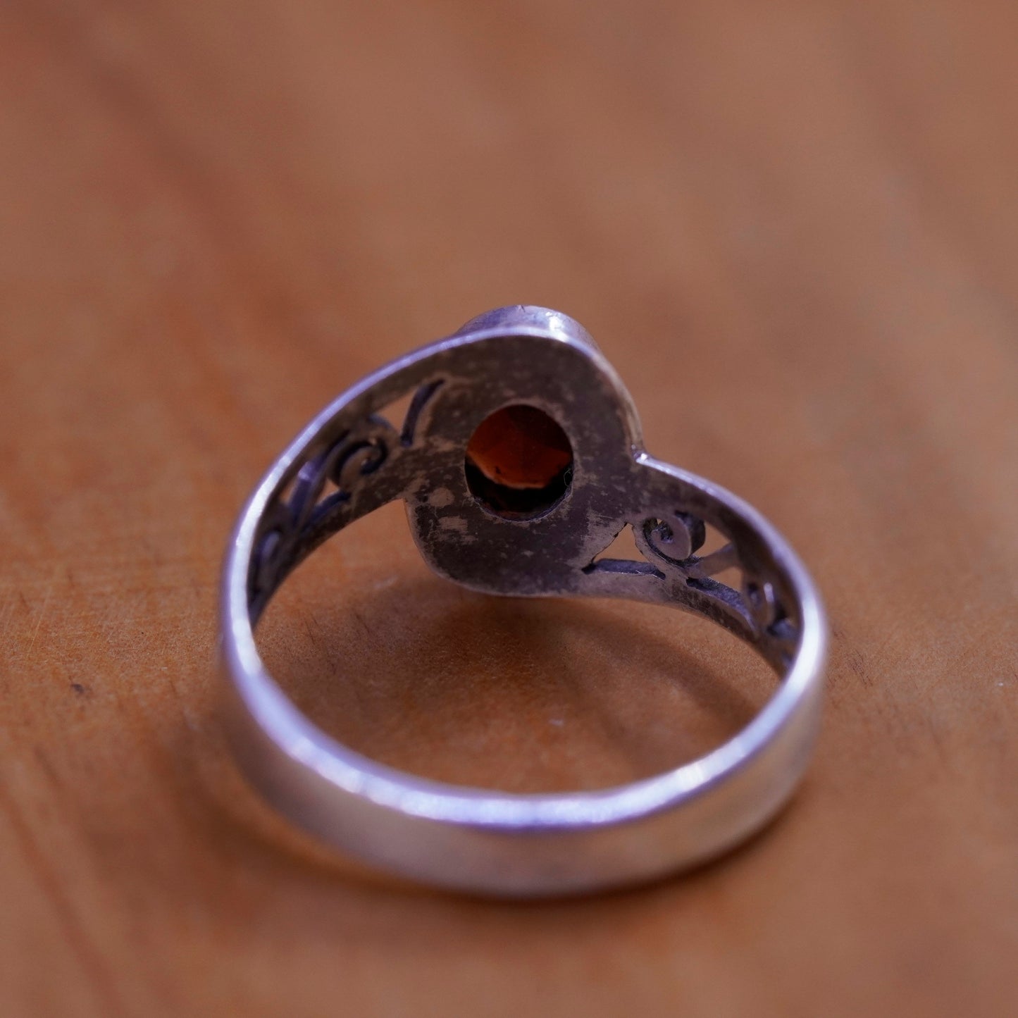 Size 5.5, size adjustable. vintage Sterling 925 silver ring with oval ruby