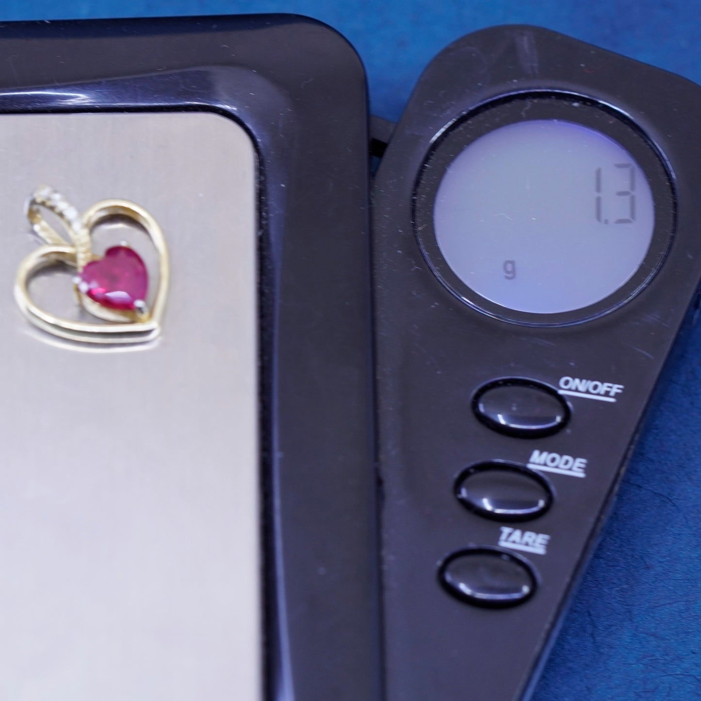 Vintage vermeil gold Sterling silver 925 heart pendant genuine ruby diamond