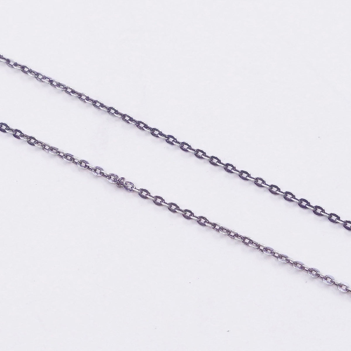 18”, 1mm, Vintage sterling silver flatten circle chain, Italy 925 necklace