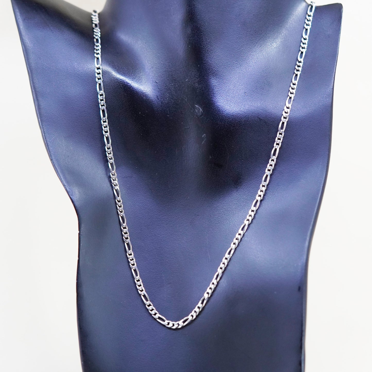 24”, 3mm, Vintage sterling silver figaro chain, bold 925 men’s necklace