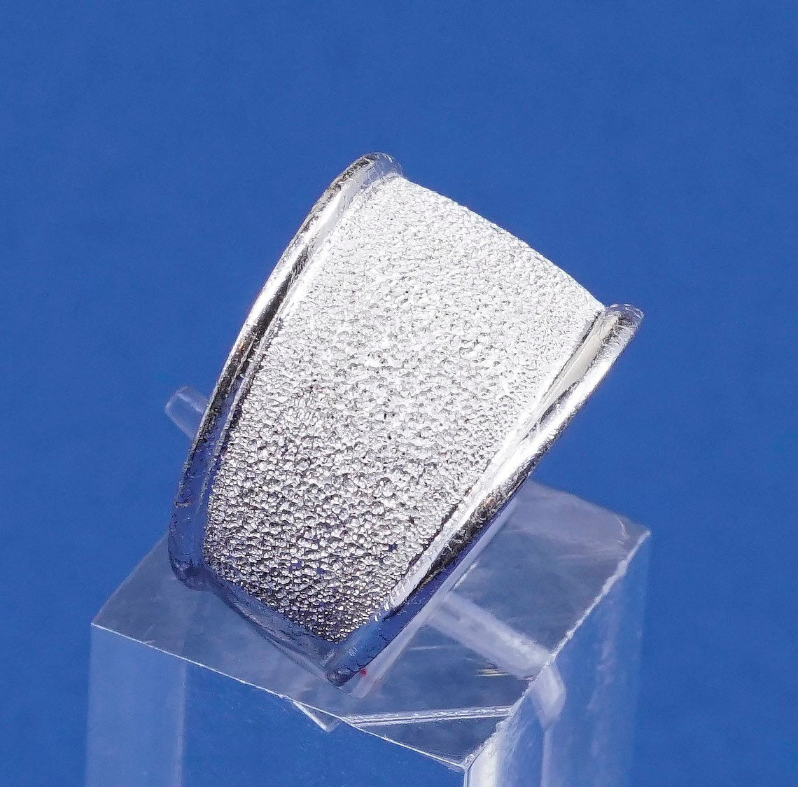 sz 7.25, Sterling silver handmade ring, unique 925 wide band w/ Matt surface