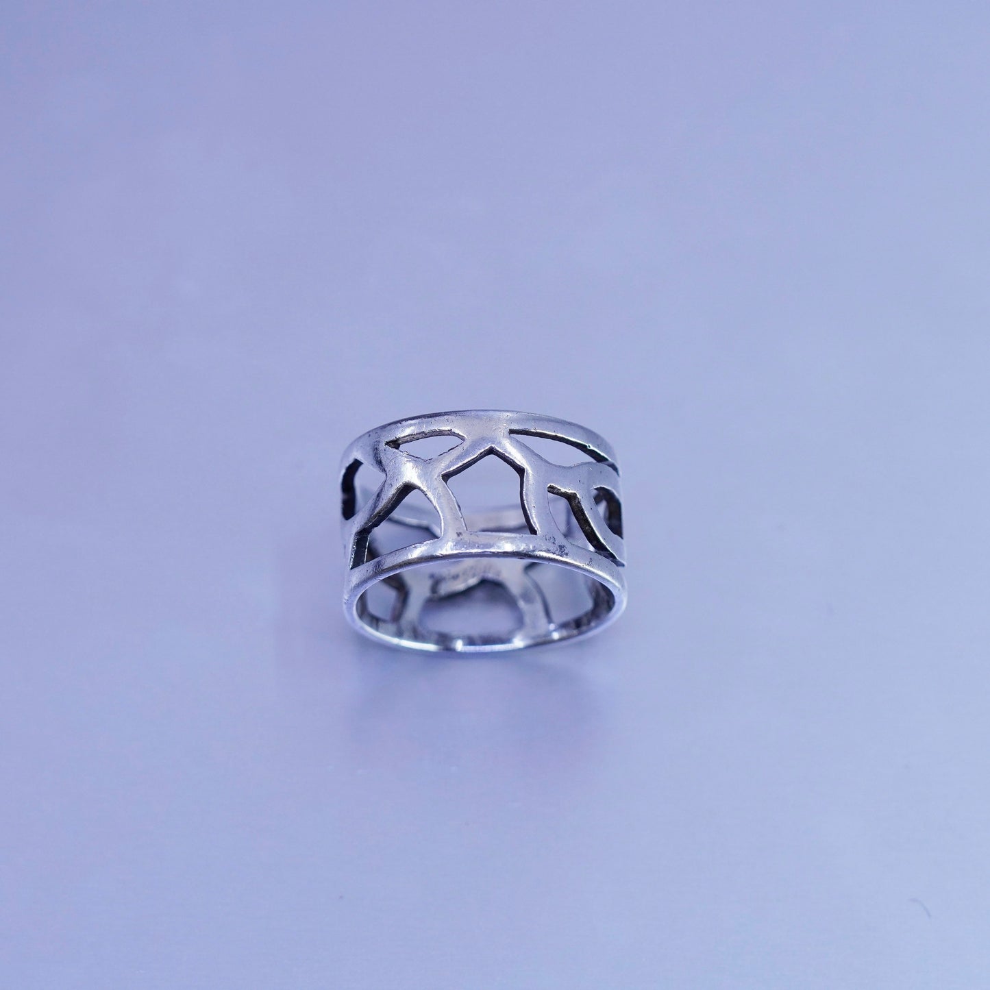 Size 8.5, vintage southwestern Sterling 925 silver handmade ring, filigree band