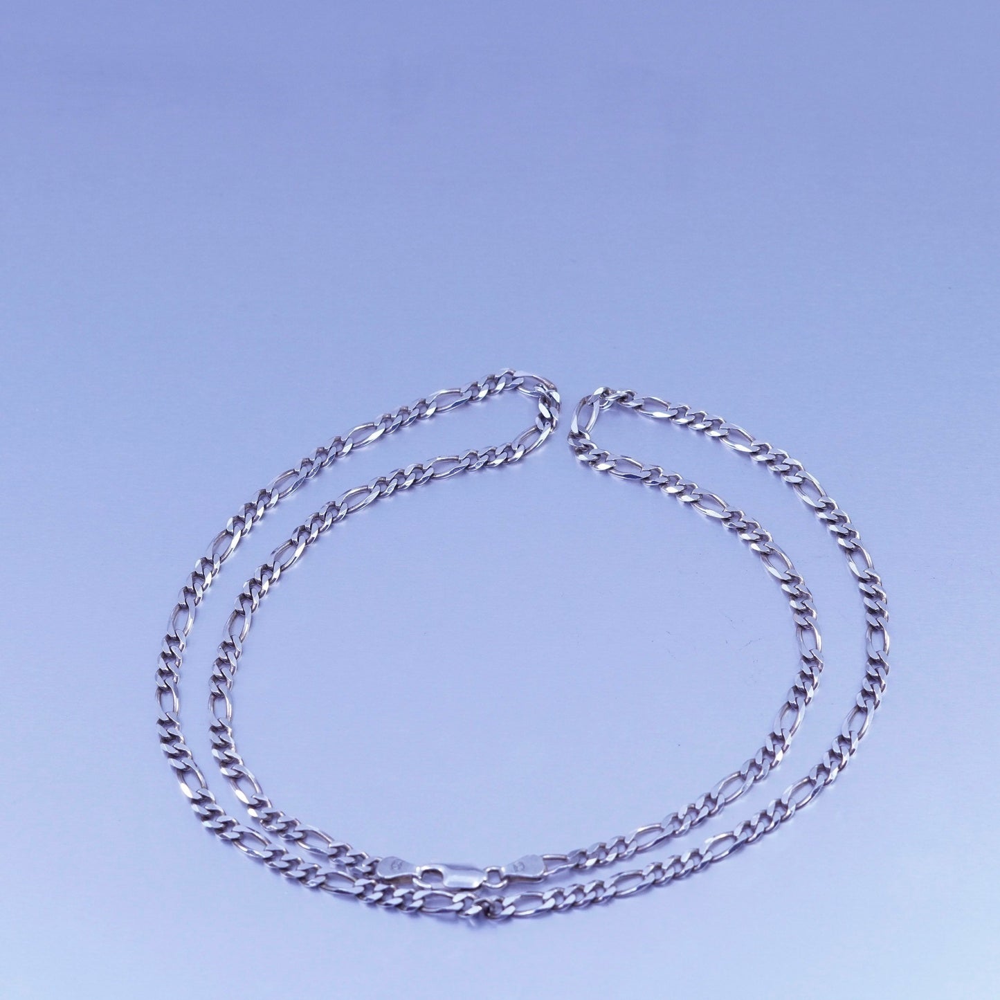 24” 5mm, vintage Italy Sterling 925 silver bold figaro chain necklace