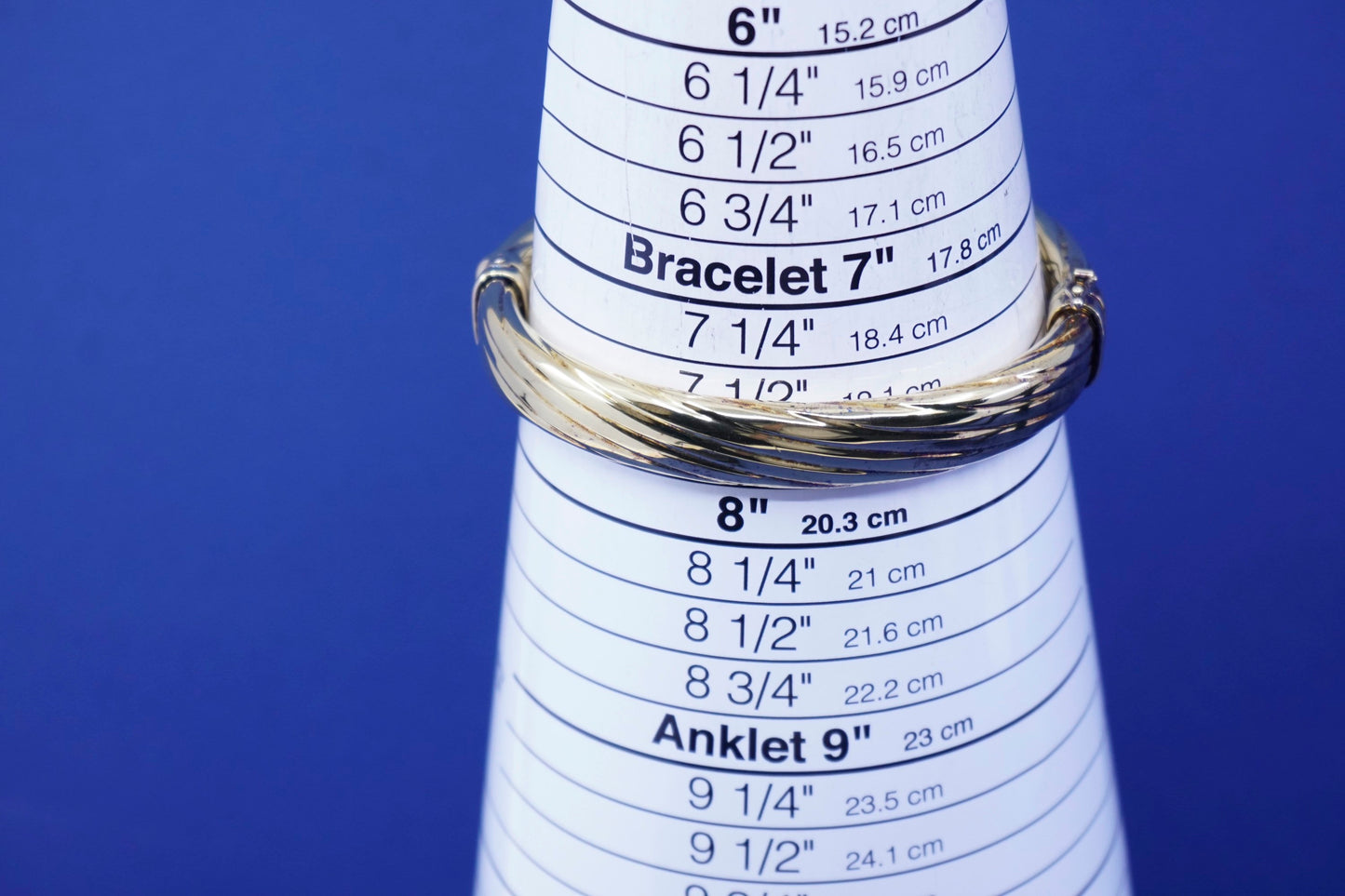 7.75”, Vermeil gold over sterling silver bracelet, 925 twisted cable bangle